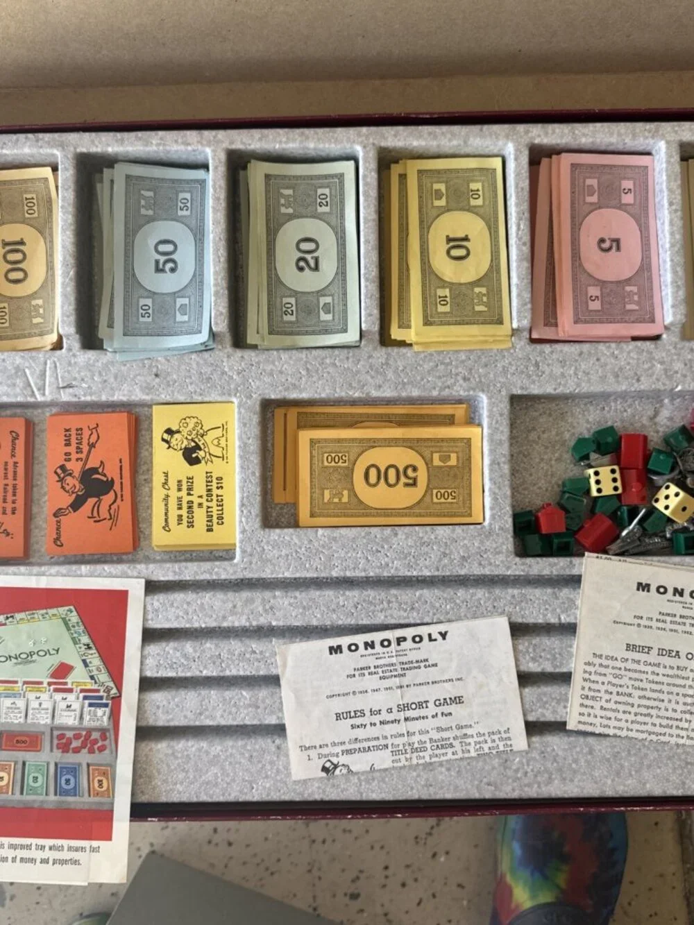 Parker Brothers 1963 Monopoly Deluxe Edition Red Box Vintage